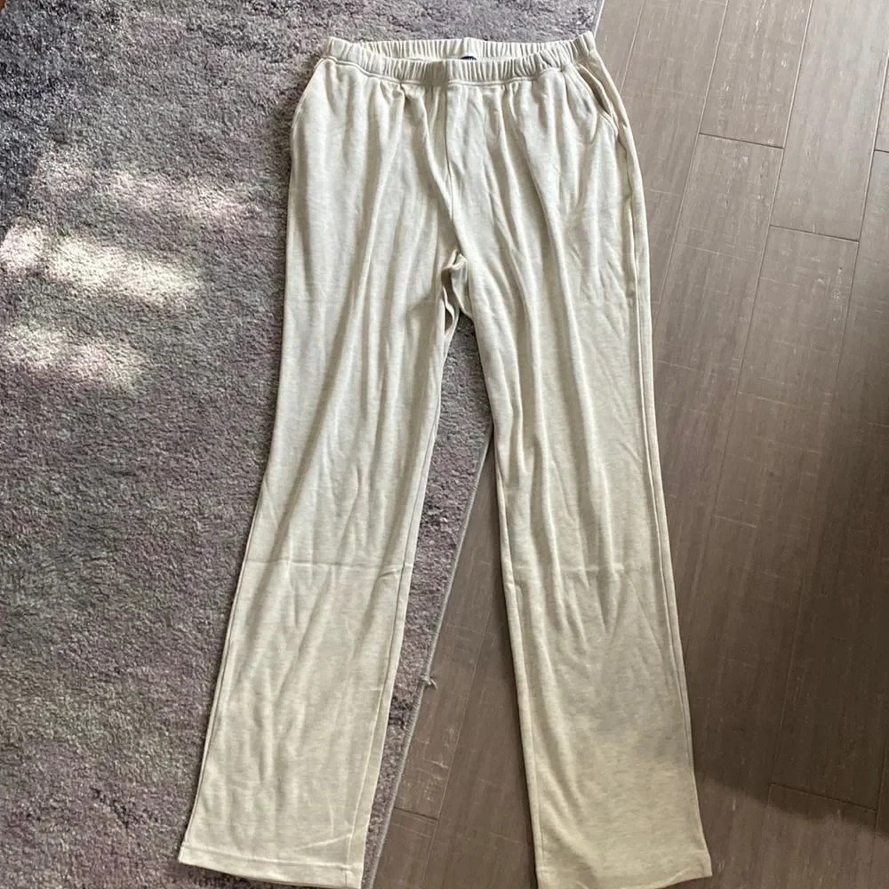 Roaman's Women's Cream Ivory Plus Size Sweat Pants Elastic Waist 1X 22/24